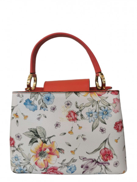 HANDTASCHE | LEATHER HANDBAG "FLOWERS" - CORAL