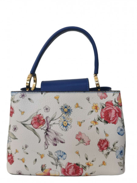 HANDTASCHE | LEATHER HANDBAG "FLOWERS" - CORNFLOWER